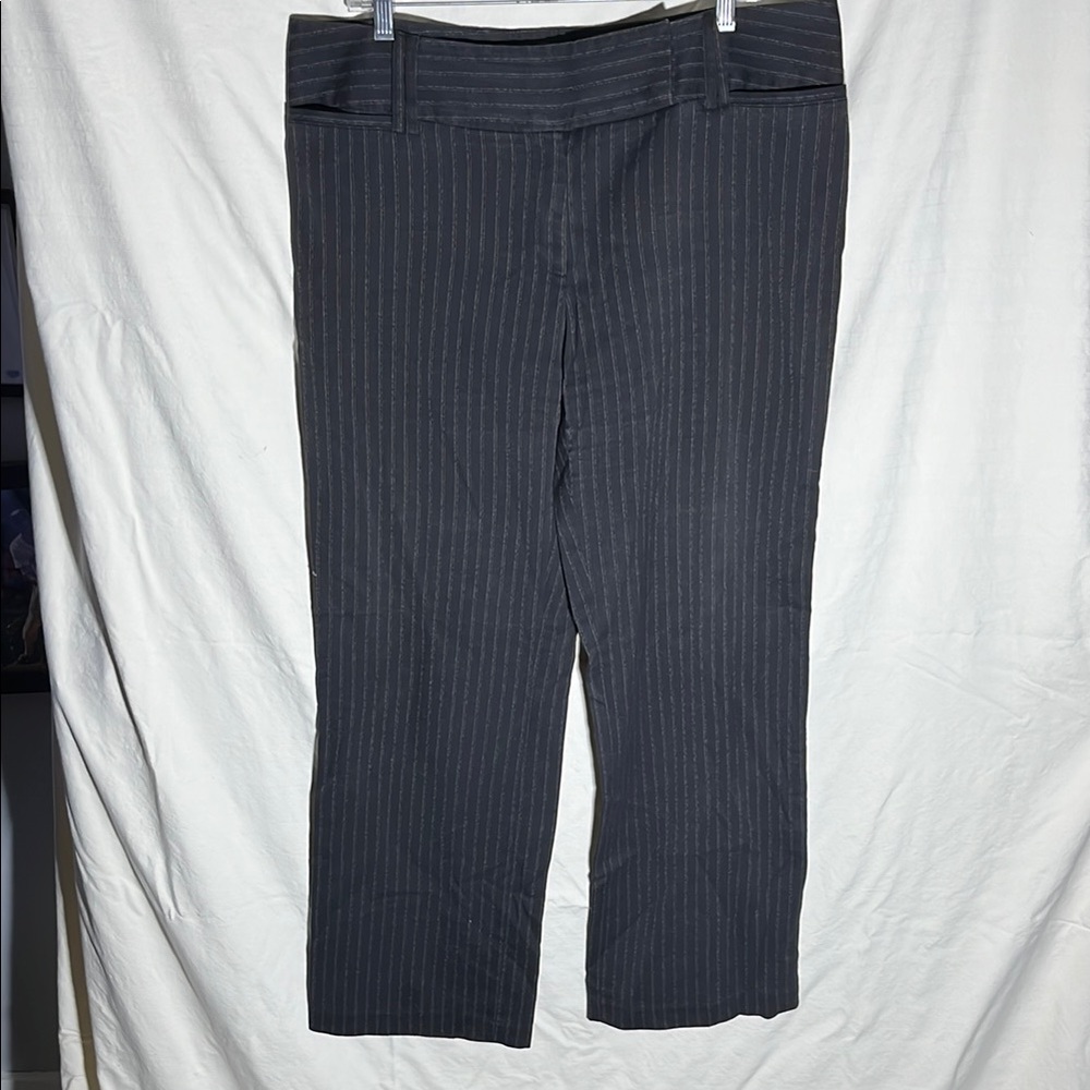 AB Studio Black Trousers with Subtle Pinstripe